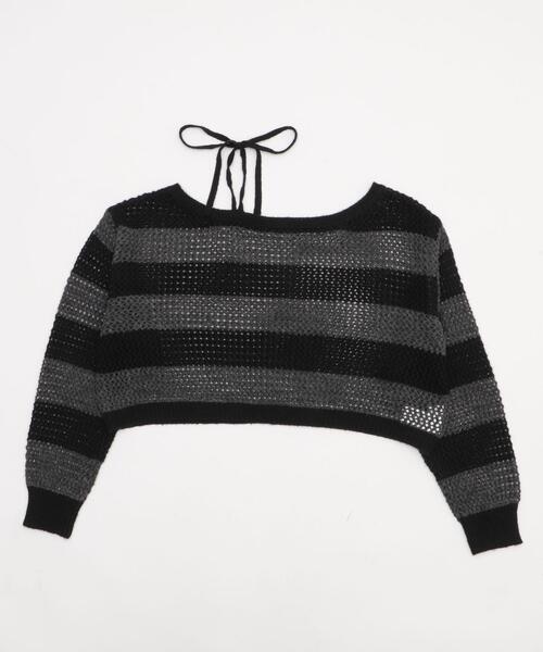 WEGO(ウィゴー)の「WEGO/モヘアタッチ2WAYワンショルニット(ニット/セーター・レディース・グレー系その他5/ブラック/アイボリー・FREE)」の5枚目の写真