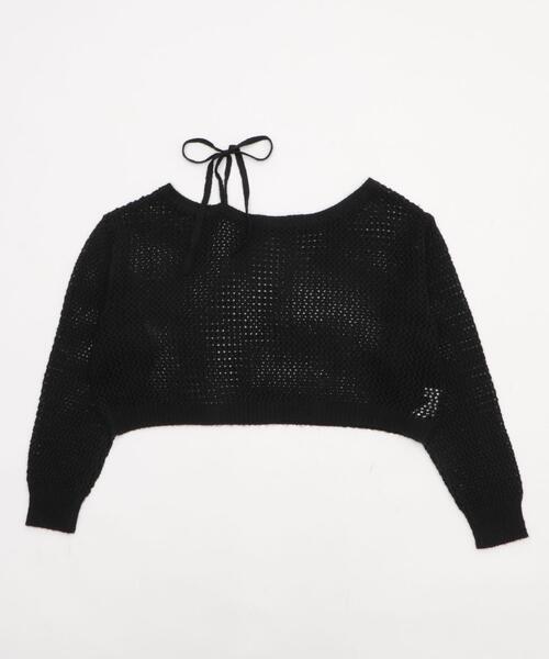 WEGO(ウィゴー)の「WEGO/モヘアタッチ2WAYワンショルニット(ニット/セーター・レディース・グレー系その他5/ブラック/アイボリー・FREE)」の4枚目の写真