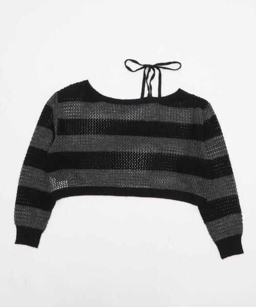 WEGO(ウィゴー)の「WEGO/モヘアタッチ2WAYワンショルニット(ニット/セーター・レディース・グレー系その他5/ブラック/アイボリー・FREE)」の6枚目の写真