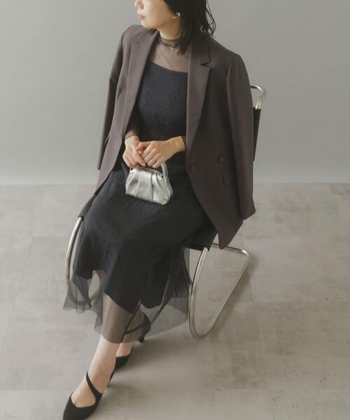 URBAN RESEARCH ROSSO WOMEN(アーバンリサーチ ロッソ)の「kaene ラメチュールメローワンピース(ワンピース・レディース・ゴールド系その他/ネイビー・38)」の2枚目の写真