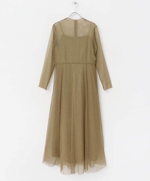 URBAN RESEARCH ROSSO WOMEN(アーバンリサーチ ロッソ)の「kaene ラメチュールメローワンピース(ワンピース・レディース・ゴールド系その他/ネイビー・38)」の6枚目の写真