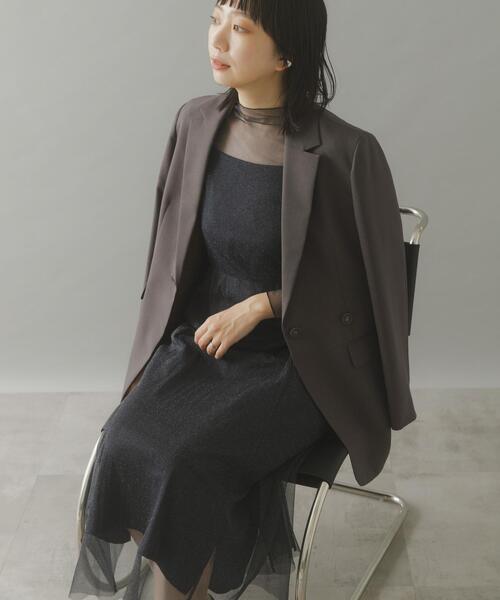 URBAN RESEARCH ROSSO WOMEN(アーバンリサーチ ロッソ)の「kaene ラメチュールメローワンピース(ワンピース・レディース・ゴールド系その他/ネイビー・38)」の9枚目の写真