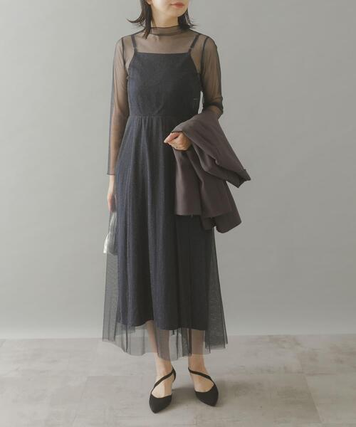 URBAN RESEARCH ROSSO WOMEN(アーバンリサーチ ロッソ)の「kaene ラメチュールメローワンピース(ワンピース・レディース・ゴールド系その他/ネイビー・38)」の12枚目の写真