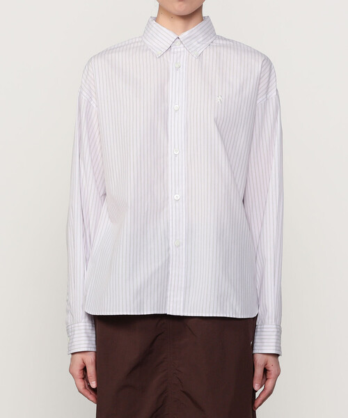 GYMPHLEX（ジムフレックス）の「Gymphlex | コットンストライプ ショートボタンダウン長袖シャツ PINK WOMEN（シャツ/ブラウス・レディース・ピンク系その他・12）」の7枚目の写真