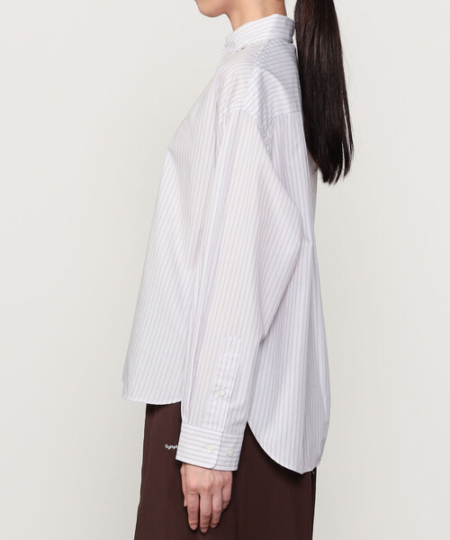 GYMPHLEX（ジムフレックス）の「Gymphlex | コットンストライプ ショートボタンダウン長袖シャツ PINK WOMEN（シャツ/ブラウス・レディース・ピンク系その他・12）」の8枚目の写真