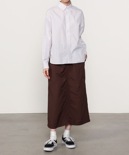 GYMPHLEX（ジムフレックス）の「Gymphlex | コットンストライプ ショートボタンダウン長袖シャツ PINK WOMEN（シャツ/ブラウス・レディース・ピンク系その他・12）」の10枚目の写真