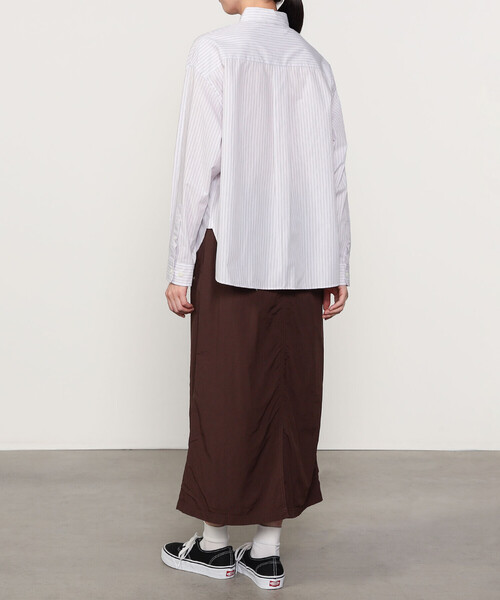 GYMPHLEX（ジムフレックス）の「Gymphlex | コットンストライプ ショートボタンダウン長袖シャツ PINK WOMEN（シャツ/ブラウス・レディース・ピンク系その他・12）」の12枚目の写真