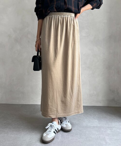 Chez toi(シェトワ)の「ベロアナロースカート(スカート・レディース・ブラウン/ベージュ/イエロー・FREE)」の3枚目の写真