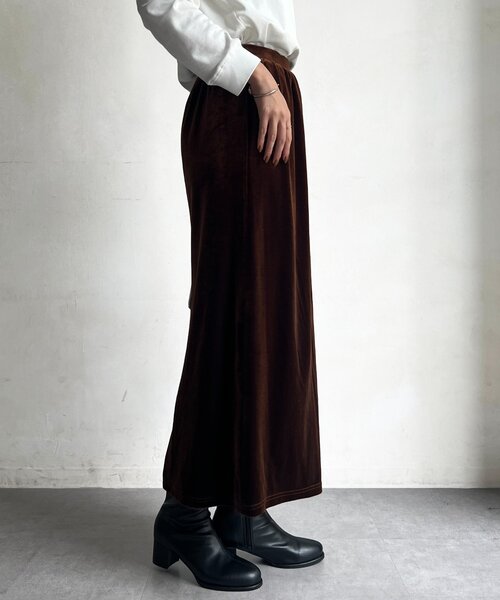 Chez toi(シェトワ)の「ベロアナロースカート(スカート・レディース・ブラウン/ベージュ/イエロー・FREE)」の9枚目の写真