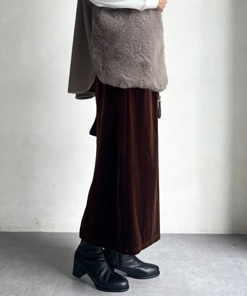 Chez toi(シェトワ)の「ベロアナロースカート(スカート・レディース・ブラウン/ベージュ/イエロー・FREE)」の12枚目の写真