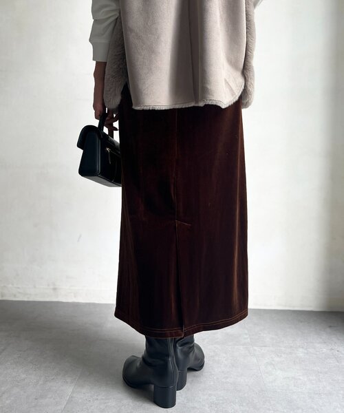 Chez toi(シェトワ)の「ベロアナロースカート(スカート・レディース・ブラウン/ベージュ/イエロー・FREE)」の13枚目の写真