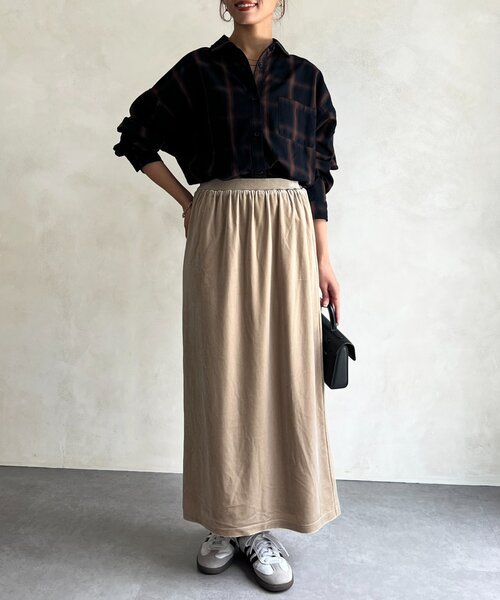 Chez toi(シェトワ)の「ベロアナロースカート(スカート・レディース・ブラウン/ベージュ/イエロー・FREE)」の14枚目の写真