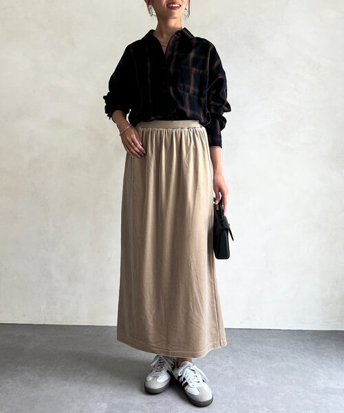 Chez toi(シェトワ)の「ベロアナロースカート(スカート・レディース・ブラウン/ベージュ/イエロー・FREE)」の15枚目の写真