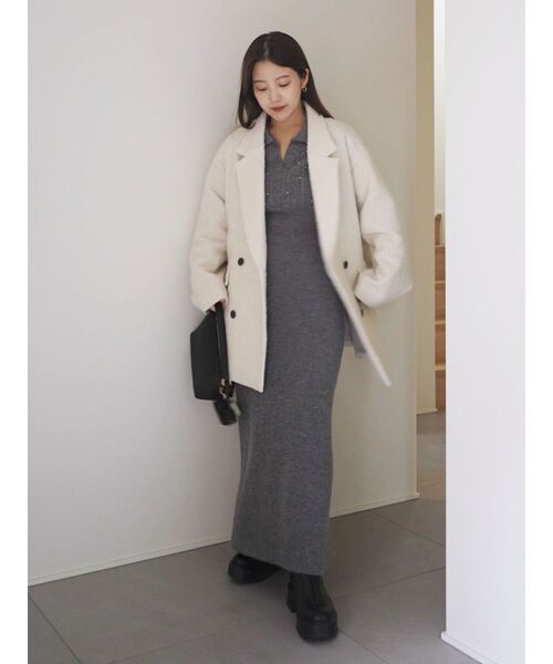 セール】ネップツイードオーバージャケットコート（テーラード