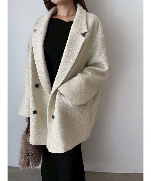 セール】ネップツイードオーバージャケットコート（テーラード