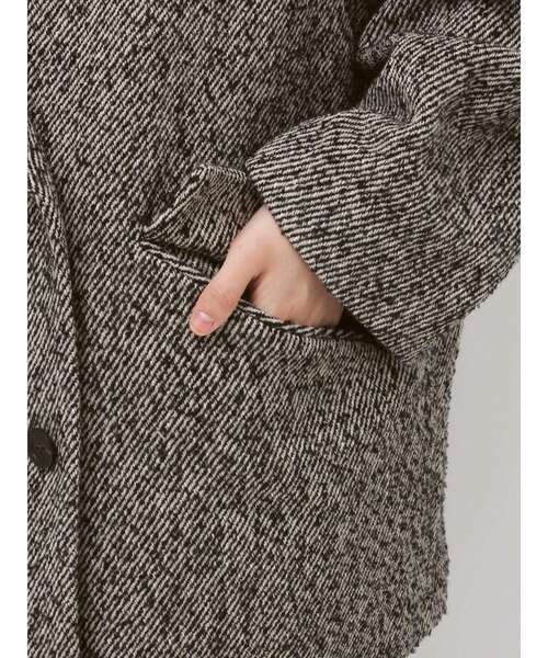セール】ネップツイードオーバージャケットコート（テーラード