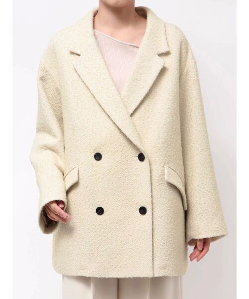 セール】ネップツイードオーバージャケットコート（テーラード