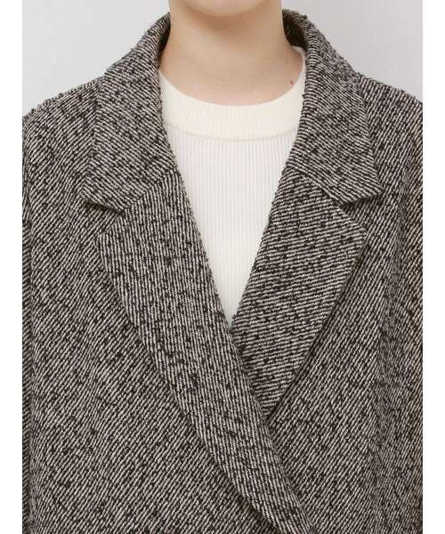 セール】ネップツイードオーバージャケットコート（テーラード