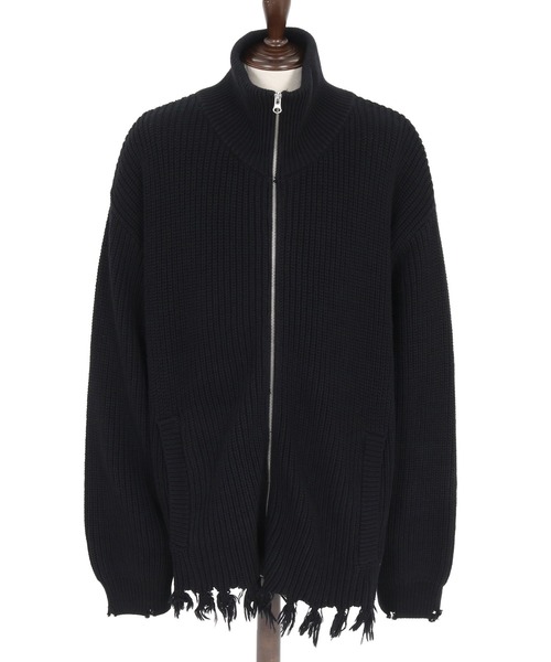 ADAM PATEK(アダムパテック)の「mcg3703-cotton wool damaged drivers knit ドライバーズニット(AP2521028)(カーディガン/ボレロ・メンズ・ブラック/グレー・1/2)」の12枚目の写真