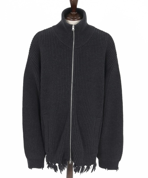 ADAM PATEK(アダムパテック)の「mcg3703-cotton wool damaged drivers knit ドライバーズニット(AP2521028)(カーディガン/ボレロ・メンズ・ブラック/グレー・1/2)」の14枚目の写真