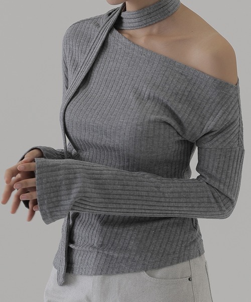 SUWDEE（スーディー）の「choker neck rib tops（ニット/セーター・レディース・オートミール/ブラック/グレー・FREE）」の11枚目の写真