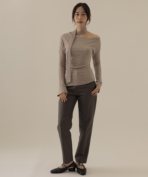 SUWDEE（スーディー）の「choker neck rib tops（ニット/セーター・レディース・オートミール/ブラック/グレー・FREE）」の12枚目の写真