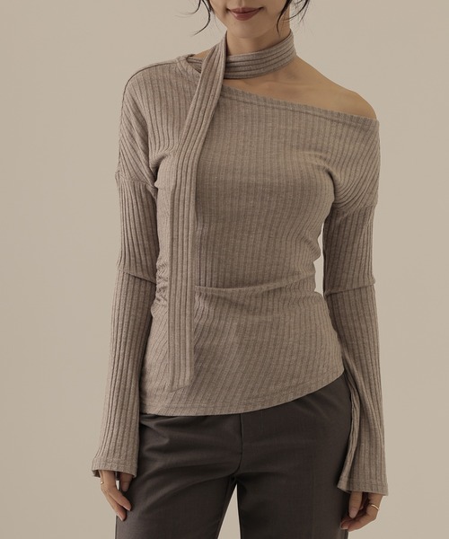 SUWDEE（スーディー）の「choker neck rib tops（ニット/セーター・レディース・オートミール/ブラック/グレー・FREE）」の14枚目の写真