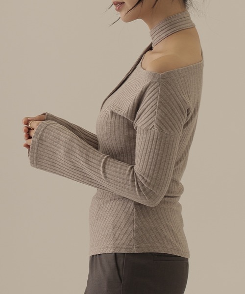 SUWDEE（スーディー）の「choker neck rib tops（ニット/セーター・レディース・オートミール/ブラック/グレー・FREE）」の15枚目の写真