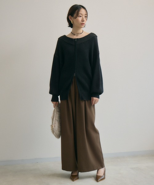 Paradise Picnic（パラダイスピクニック）の「cloche ストライプ見え２WAYニット（ニット/セーター・レディース・ブラウン/ブラック・FREE）」の3枚目の写真