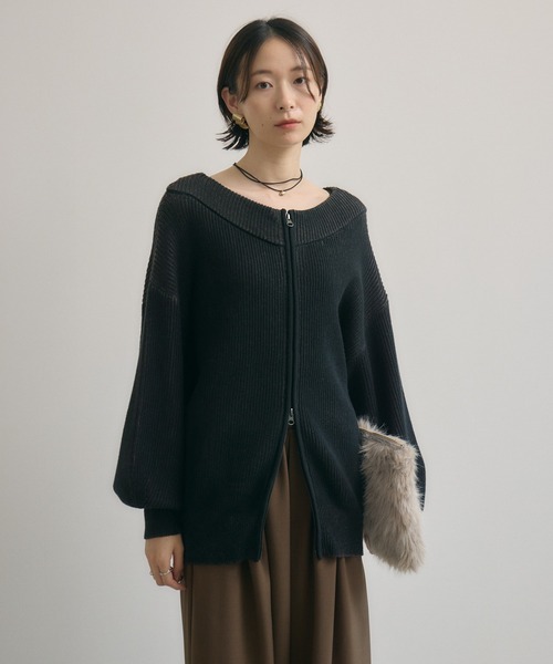 Paradise Picnic（パラダイスピクニック）の「cloche ストライプ見え２WAYニット（ニット/セーター・レディース・ブラウン/ブラック・FREE）」の7枚目の写真