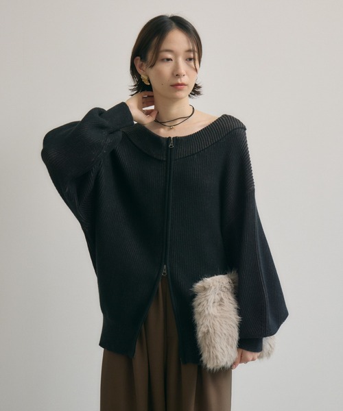 Paradise Picnic（パラダイスピクニック）の「cloche ストライプ見え２WAYニット（ニット/セーター・レディース・ブラウン/ブラック・FREE）」の9枚目の写真