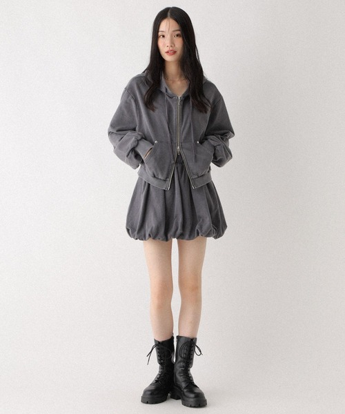 Heather（ヘザー）の「裏毛バルーンミニスカート　592829（スカート・レディース・スミクロ/グレー・FREE）」の3枚目の写真