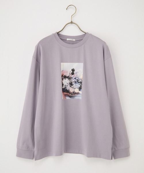 Honeys(ハニーズ)の「フォトプリントTシャツ(Tシャツ/カットソー・レディース・ラベンダー/ベージュ/スミクロ/スモークピンク/アイボリー・L/S/M/LL)」の22枚目の写真