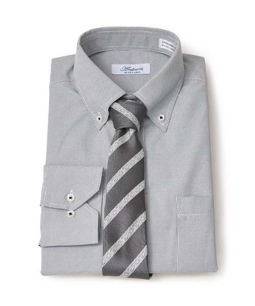 TETE HOMME（テットオム）の「形態安定 アソート T/Cドレスシャツ / セミワイドビジネスシャツ ボタンダウンビジネスシャツ（ビジネスシャツ・メンズ・ネイビー/サックスブルー系1/サックスブルー系2/ホワイト系1/ブラック/ホワイト系3/グレー/ホワイト系2・MEDIUM/LARGE/X-LARGE）」の4枚目の写真