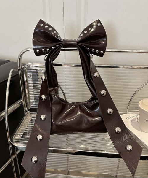WEGO（ウィゴー）の「WEGO/リボンシンボルフェイクレザーハンドバッグ/ワンショルダー（ハンドバッグ・レディース・ブラウン/ホワイト/ワイン/ブラック・FREE）」の8枚目の写真