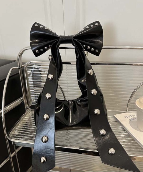 WEGO（ウィゴー）の「WEGO/リボンシンボルフェイクレザーハンドバッグ/ワンショルダー（ハンドバッグ・レディース・ブラウン/ホワイト/ワイン/ブラック・FREE）」の7枚目の写真