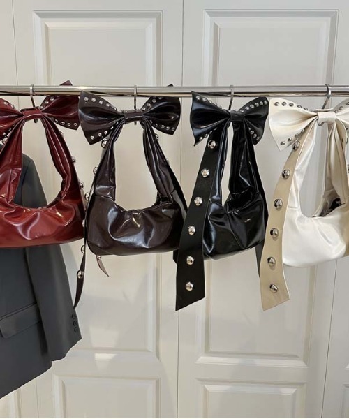 WEGO（ウィゴー）の「WEGO/リボンシンボルフェイクレザーハンドバッグ/ワンショルダー（ハンドバッグ・レディース・ブラウン/ホワイト/ワイン/ブラック・FREE）」の5枚目の写真