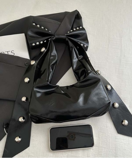 WEGO（ウィゴー）の「WEGO/リボンシンボルフェイクレザーハンドバッグ/ワンショルダー（ハンドバッグ・レディース・ブラウン/ホワイト/ワイン/ブラック・FREE）」の12枚目の写真