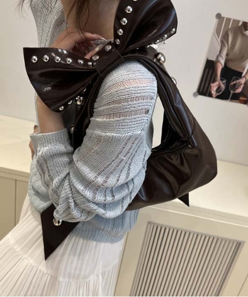 WEGO（ウィゴー）の「WEGO/リボンシンボルフェイクレザーハンドバッグ/ワンショルダー（ハンドバッグ・レディース・ブラウン/ホワイト/ワイン/ブラック・FREE）」の21枚目の写真