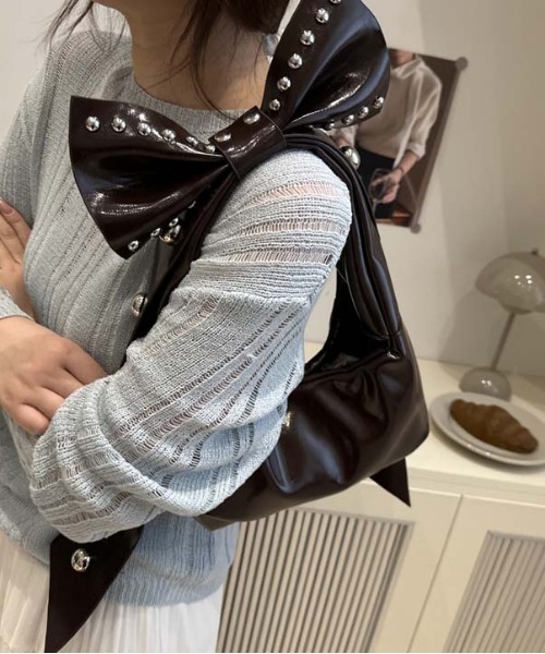 WEGO（ウィゴー）の「WEGO/リボンシンボルフェイクレザーハンドバッグ/ワンショルダー（ハンドバッグ・レディース・ブラウン/ホワイト/ワイン/ブラック・FREE）」の22枚目の写真