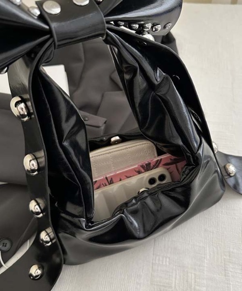 WEGO（ウィゴー）の「WEGO/リボンシンボルフェイクレザーハンドバッグ/ワンショルダー（ハンドバッグ・レディース・ブラウン/ホワイト/ワイン/ブラック・FREE）」の10枚目の写真