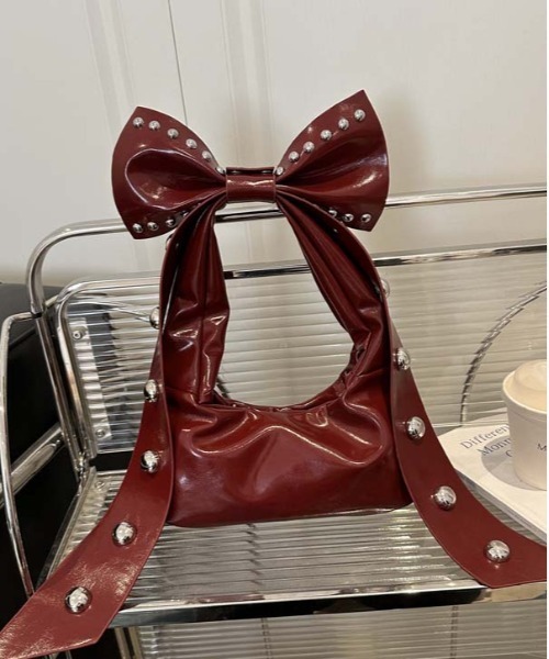 WEGO（ウィゴー）の「WEGO/リボンシンボルフェイクレザーハンドバッグ/ワンショルダー（ハンドバッグ・レディース・ブラウン/ホワイト/ワイン/ブラック・FREE）」の6枚目の写真