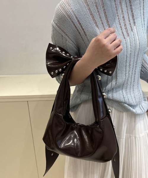 WEGO（ウィゴー）の「WEGO/リボンシンボルフェイクレザーハンドバッグ/ワンショルダー（ハンドバッグ・レディース・ブラウン/ホワイト/ワイン/ブラック・FREE）」の19枚目の写真