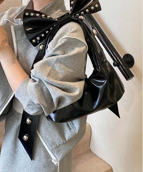 WEGO（ウィゴー）の「WEGO/リボンシンボルフェイクレザーハンドバッグ/ワンショルダー（ハンドバッグ・レディース・ブラウン/ホワイト/ワイン/ブラック・FREE）」の20枚目の写真