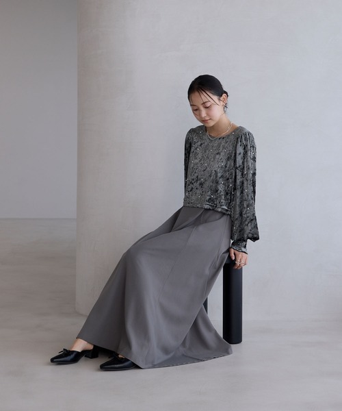 forksy.】【オケージョン対応】ベロアパール長袖トップス&キャミ