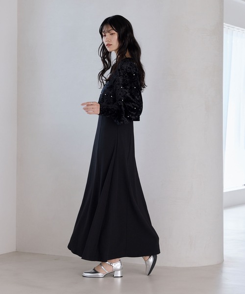 forksy.】【オケージョン対応】ベロアパール長袖トップス&キャミ