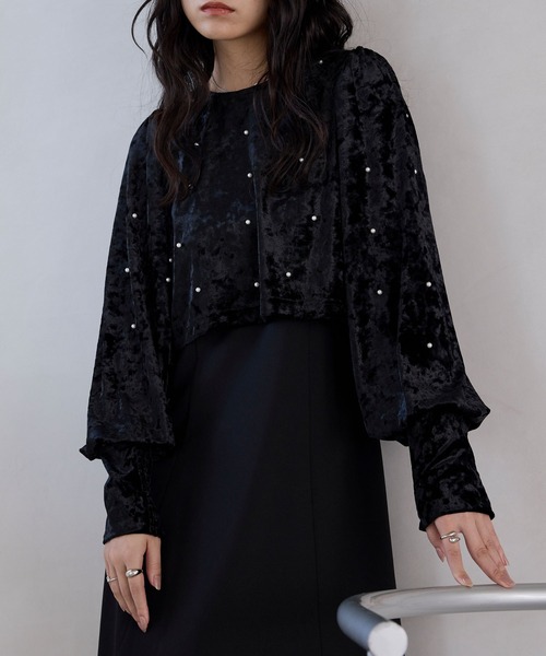 forksy.】【オケージョン対応】ベロアパール長袖トップス&キャミ
