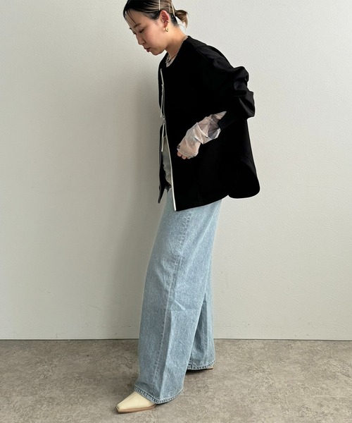 LHELBIE(レルビエ)の「ダブルジップダンボールカーディガン(カーディガン/ボレロ・レディース・ブラック/オフホワイト/グレー・M)」の9枚目の写真