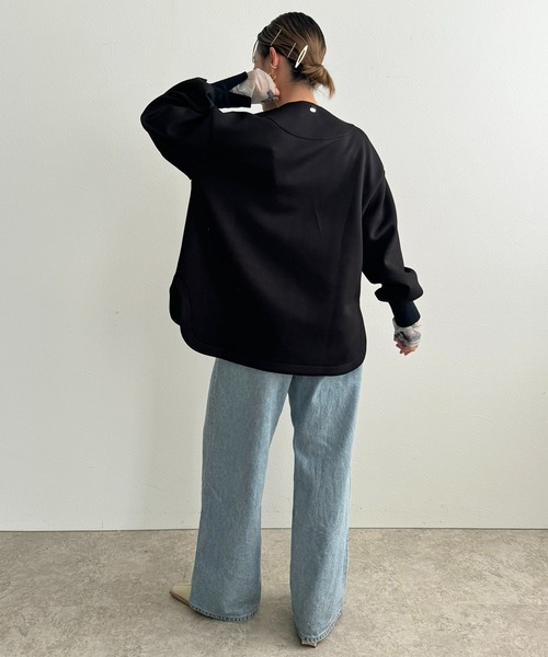 LHELBIE(レルビエ)の「ダブルジップダンボールカーディガン(カーディガン/ボレロ・レディース・ブラック/オフホワイト/グレー・M)」の10枚目の写真