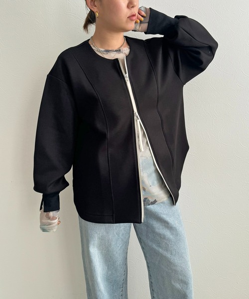 ダブルジップダンボールカーディガン LHELBIE│Eimee Law & LHELBIE